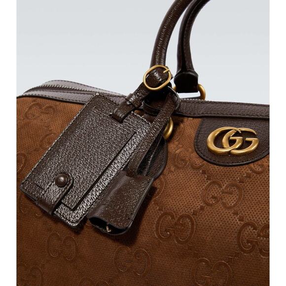 GUCCI LIMITED EDITION Gucci GG Suede Duffle Bag brown 19.7"W x 12.6"H x 10.6"D - Picture 8 of 9